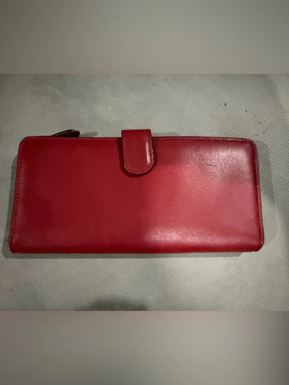 Coach Red Leather Zip-Around Wallet with Silver Logo